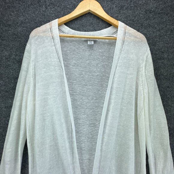 Tommy Bahama Linen Cardigan Womens Extra Large Open Long Duster White Sweater - Picture 2 of 14